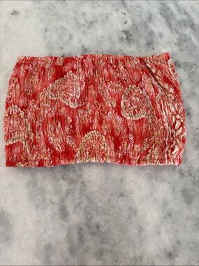 AREA Coral Floral Smocked Tube Crop Top
